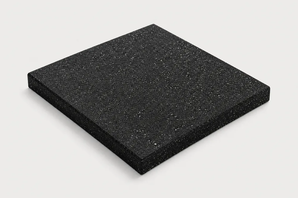 Single black recycled-rubber gym tile